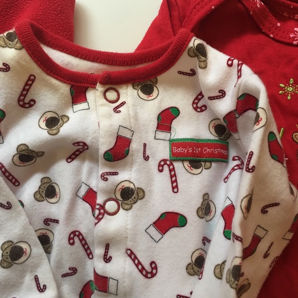 2/$12 3 Month Baby’s First Christmas Onesie, Sleeper and Hat Set - Picture 7 of 12